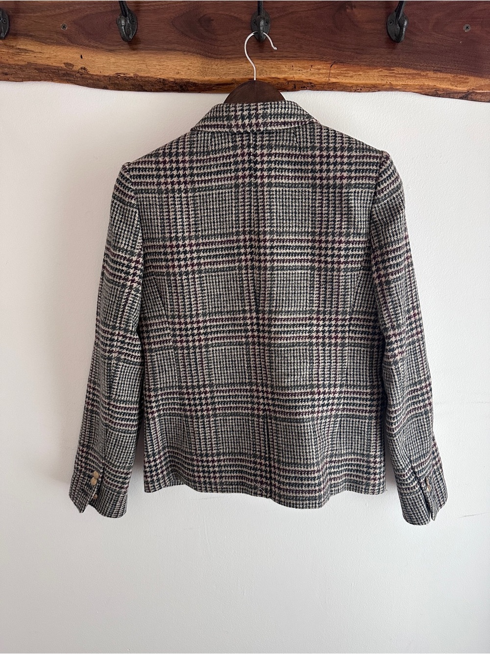 J. Crew Houndstooth Plaid Blazer in Gray, Cream & Burgundy - Picture 6 of 8